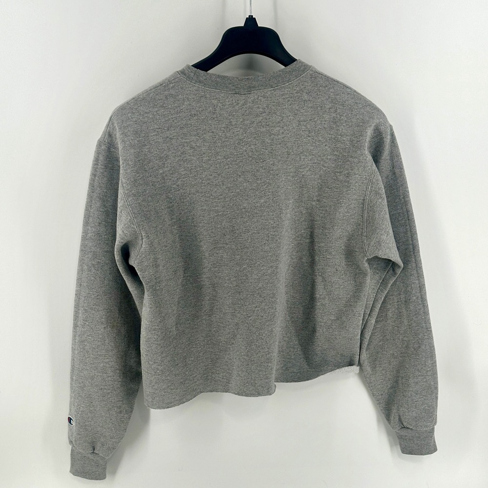 Champion Notre Dame Sweatshirt Womens Medium Gray Graphic Cropped Fleece - Picture 2 of 8